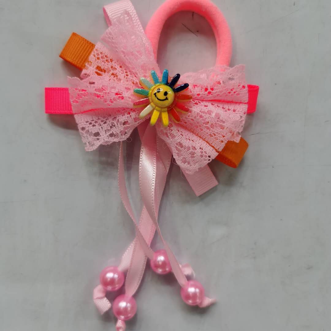 Korean Version Fashion Fashion Children's Cloth Hair Band Lace Sunflower Leather Band details Picture