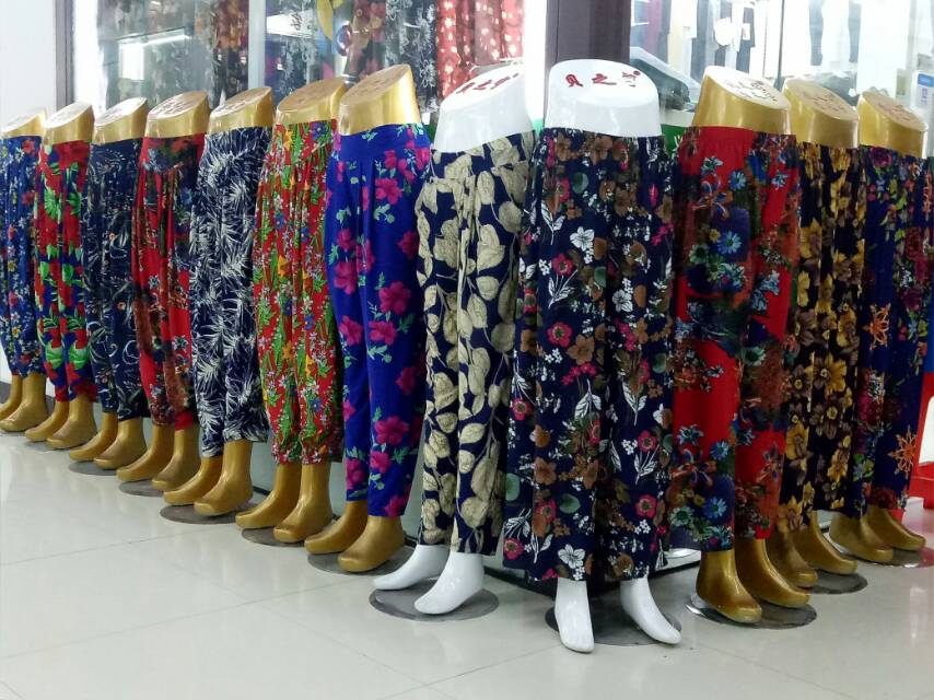 Wide-leg printed pants for middle-aged and elderly people