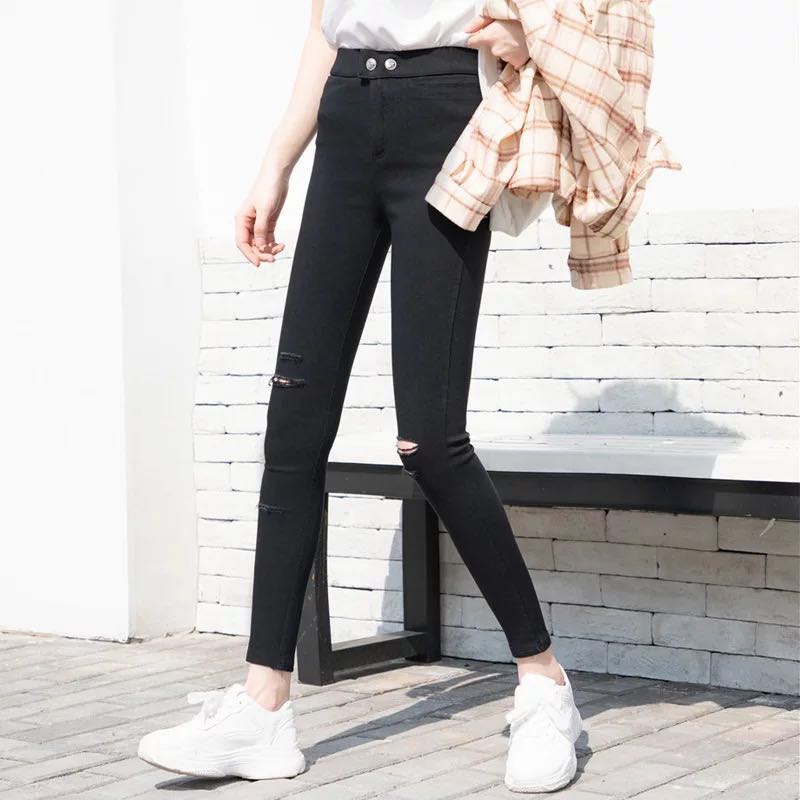 打底裤女外穿薄款新款显瘦魔术高腰小黑裤春秋款小脚黑色百搭
