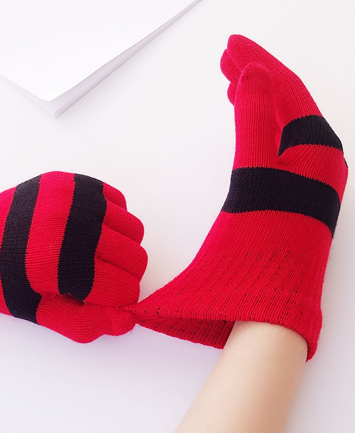 五指学生韩版拉绒男女通用条纹成人手套针织毛线冬季手套魔术