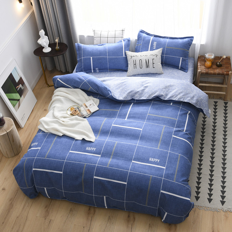 Ins Style Cartoon Printing Simple Design Ab Layout Plush Cotton Four-Piece Set