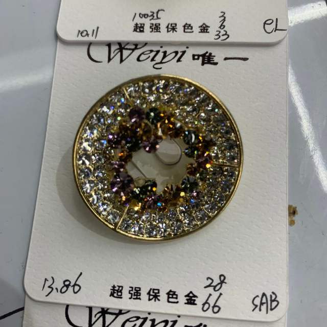 Factory direct sale of alloy colored glass diamond full diamond brooches details Picture