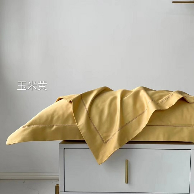 2020 Four Seasons New 100-piece Gongduan Long-staple Cotton Corn Yellow Four-piece Set details Picture