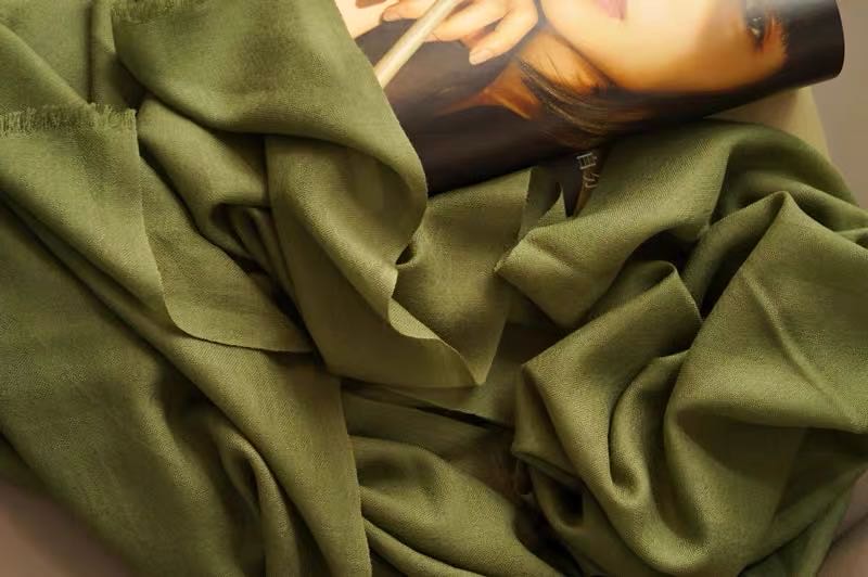 Solid Color All-In-One Mid-Length Scarf Green Avocado Green Scarf Cape Dual Purpose details Picture