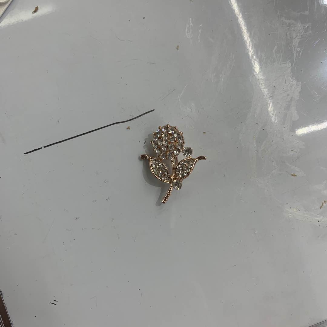Factory direct alloy glass drill full golden flower brooch thumbnail