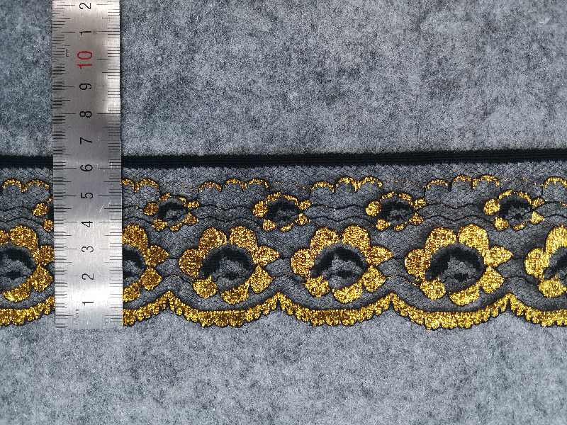 蕾丝服装辅料刺绣金色新款裙边花边睫毛花边产品图