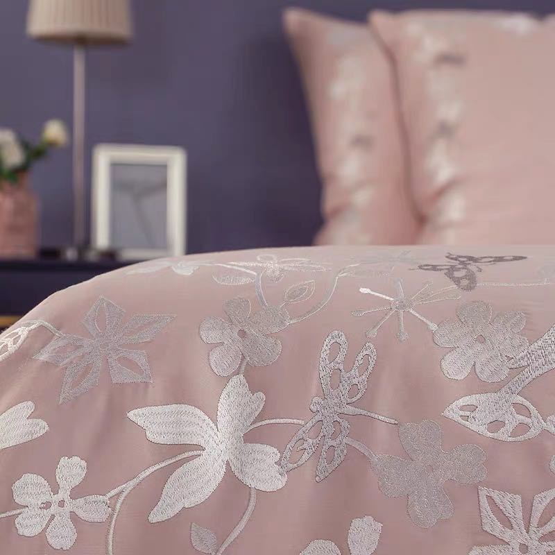 Cotton 60 Sateen Modern Wedding Pink Cotton Bed 4-Piece Set details Picture