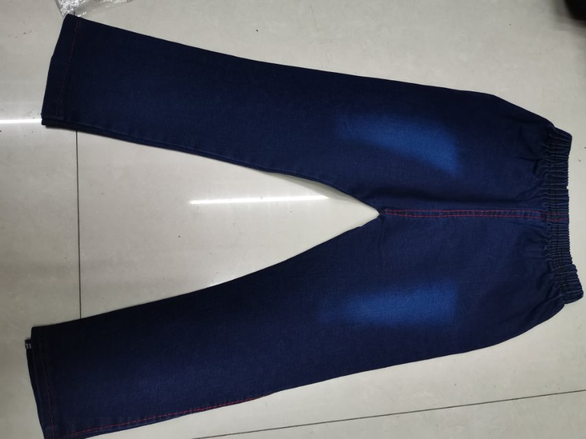 Blue double-leg jeans with diamonds, children's cotton pants Specification image