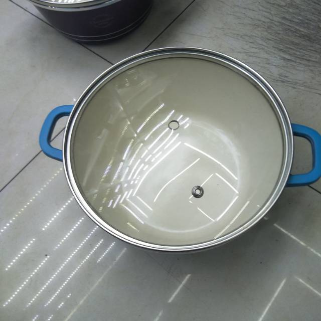 Non-stick pan, double-ear tourmaline soup pot, thickened double-bottom small soup pot, household stew pot, boiling pot, induction cooker, gas cookware