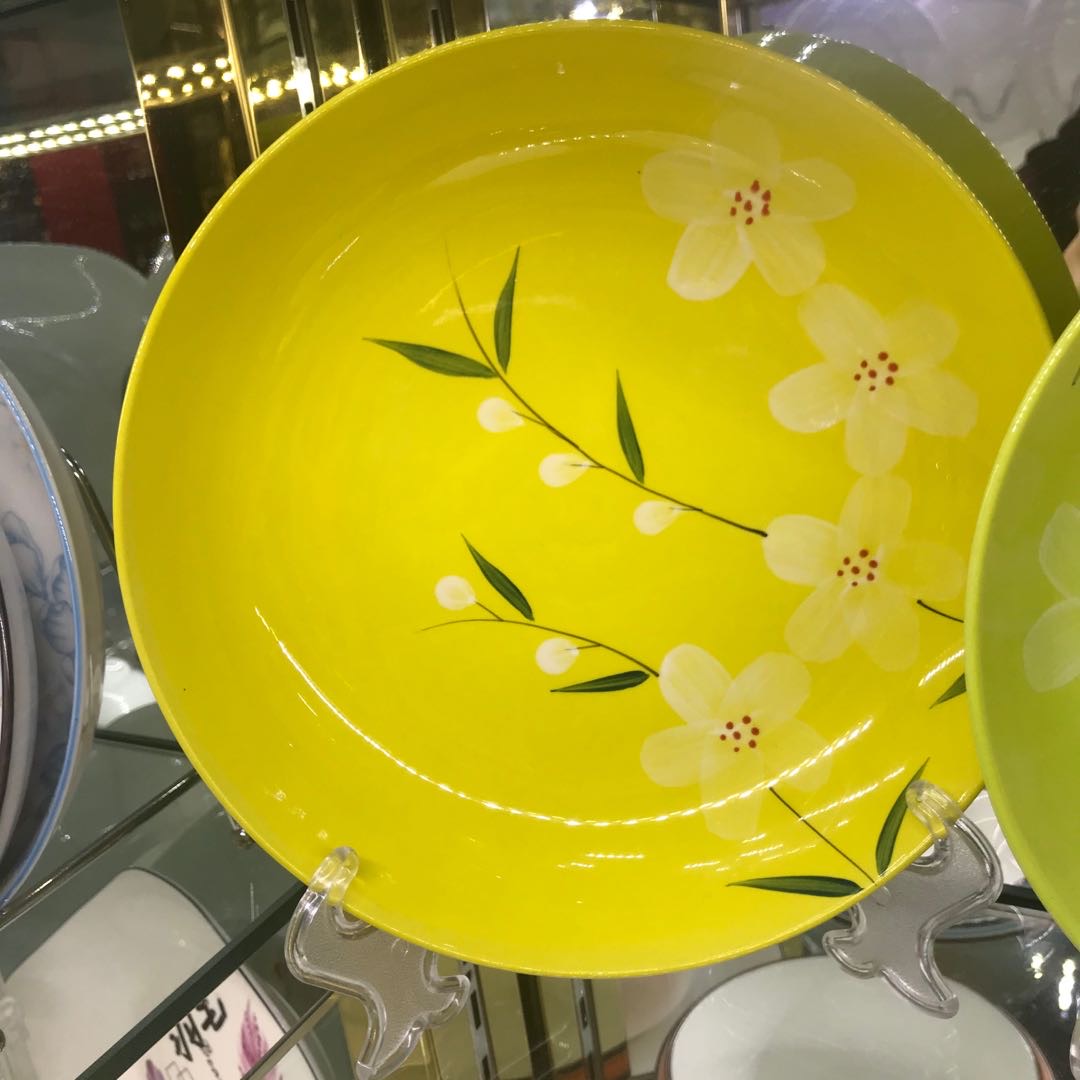 手绘彩色护边碗汤碗盘子适用于洗碗机电烤箱冰箱细节图