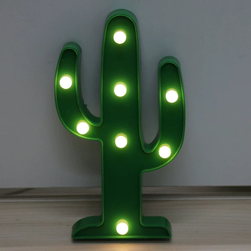 Decorative Korean-style small colored lights, cactus photo props, table lamp, green and warm, JD craftsmanship LED decorative light, 99