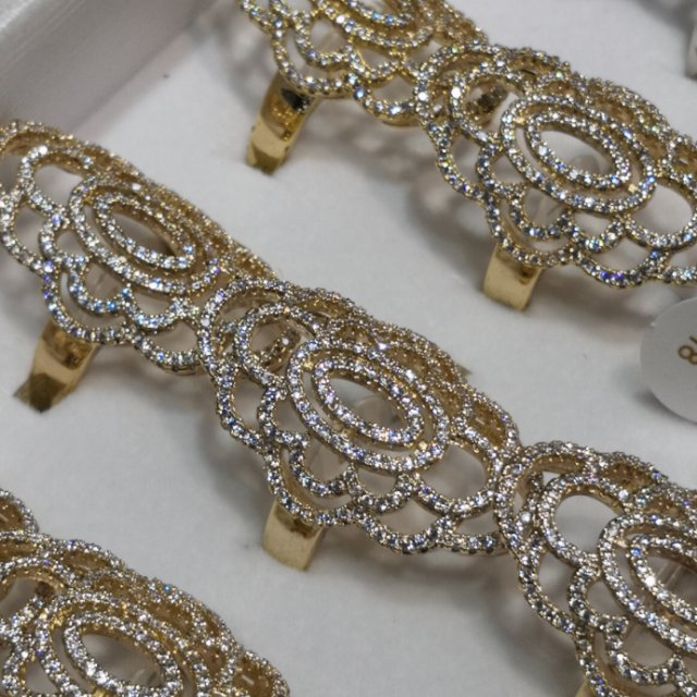 花朵款欧美风夸张水钻戒指同戒外贸出口现货批发细节图