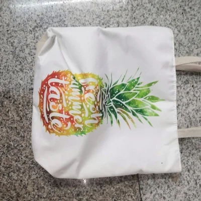 Hand Bag Canvas Bag Pineapple Pattern White Tote Bag
