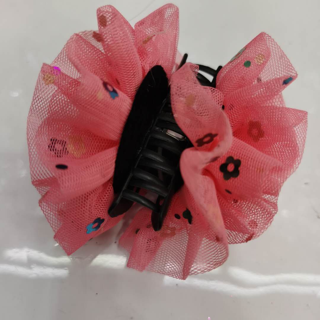 百搭女士洋气热销新款发夹布艺欧根纱花朵头扣细节图