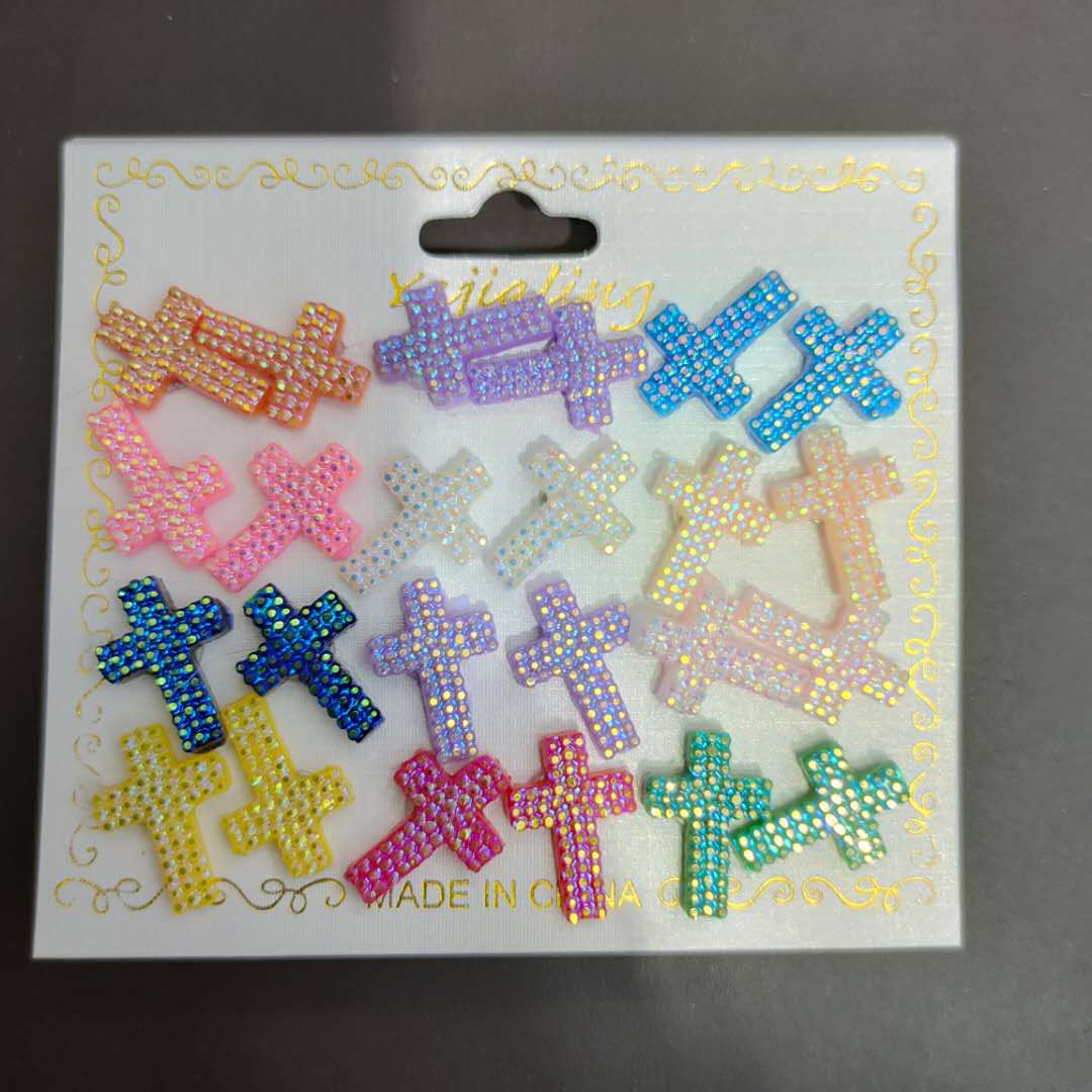 Mini crucifix Multicolor sequin earrings cute little earrings