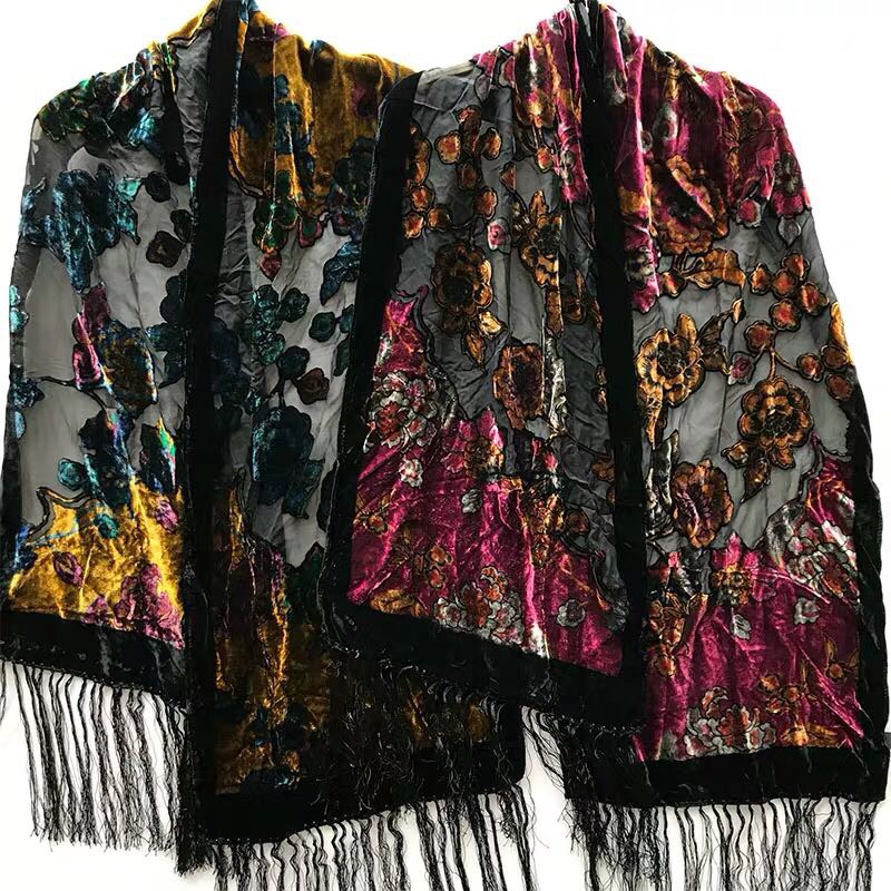 Women's Elegant Multi-Colored Velvet Ribbon Scarf