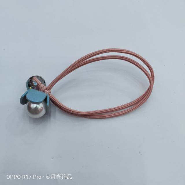 Korean style trendy crystal white pearl flower tie hair band details Picture