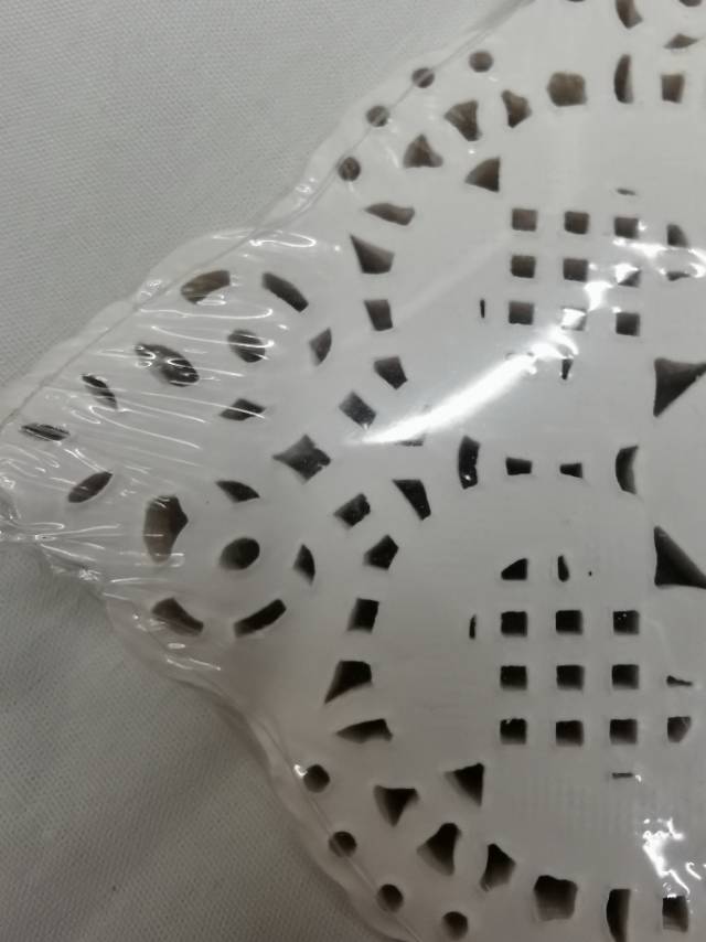 Pastry Hollow Bread Basket Plate Lace Paper Kitchen Blotting Paper Placemat Dessert Liner White Household Blue Specification drawing