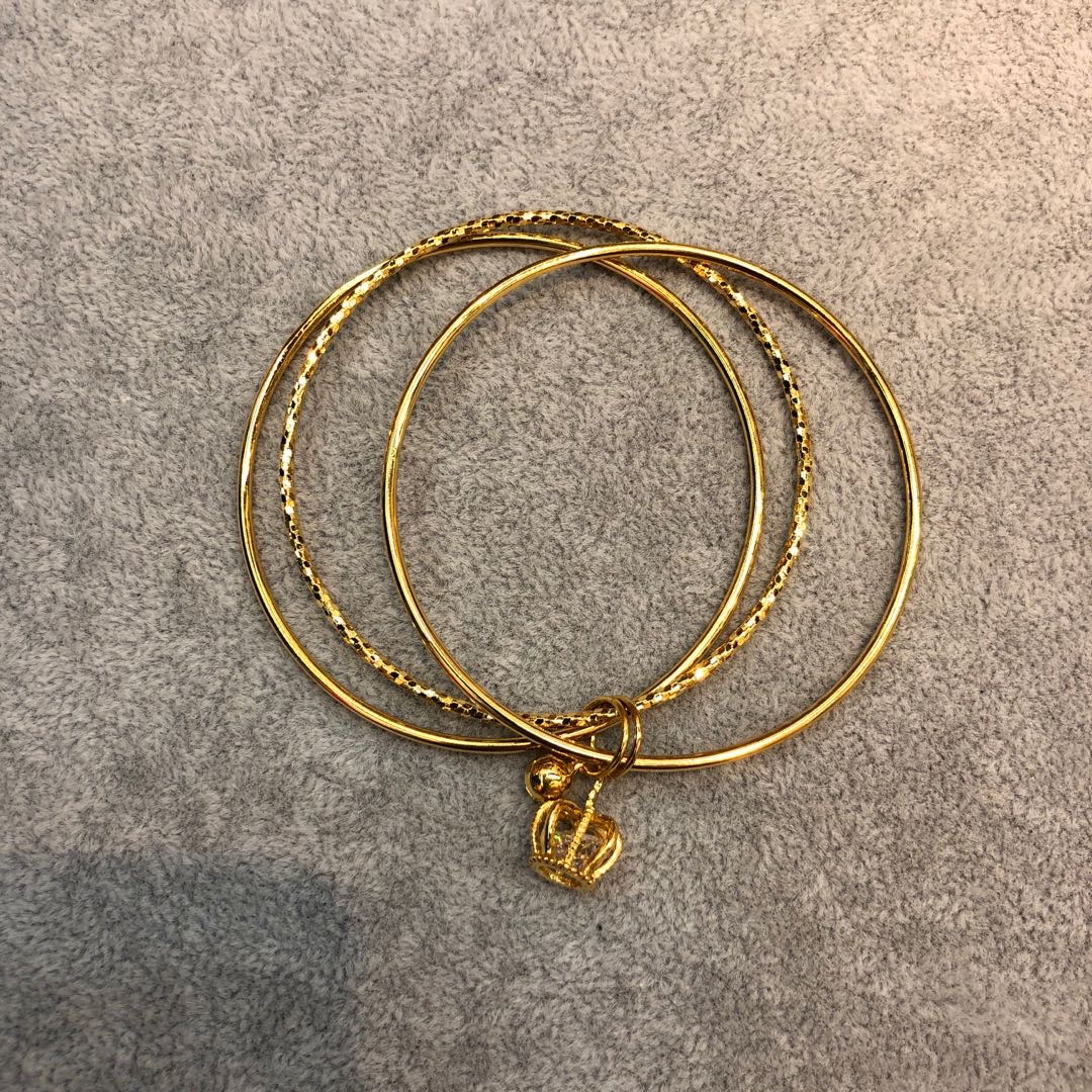 Crown Bell Bracelet Brass Gold Plated Three Body Iii Women's Jewelry
