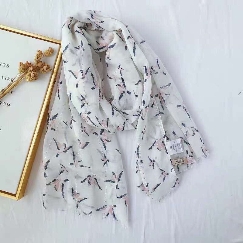 Swallow Sequin Fringed Gauze Scarf Winter Fashion Cotton Linen Long Scarf details Picture