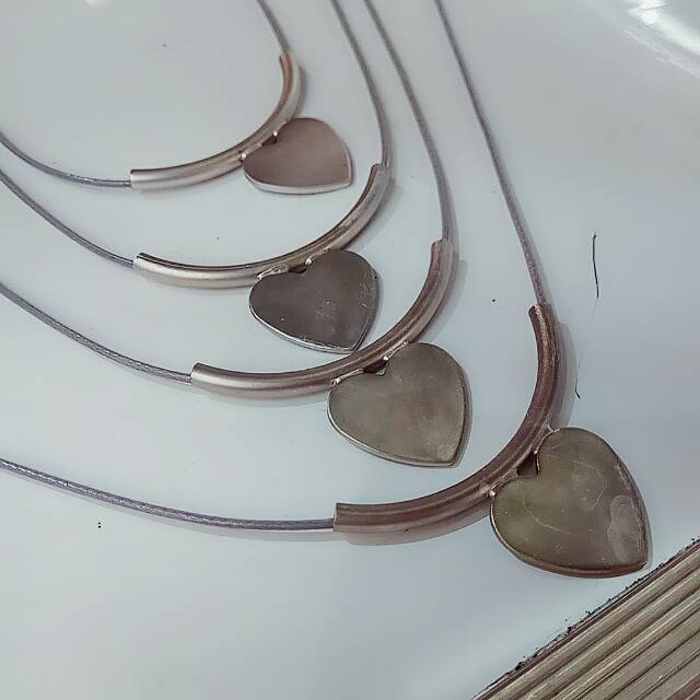 Wax rope silver-plated heart necklace jewelry factory direct sales details Picture