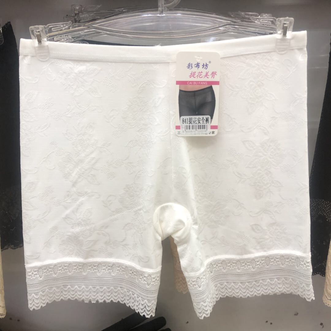 提花安全裤防走光女夏薄款冰丝高腰平角短裤大码胖mm三五分打底裤