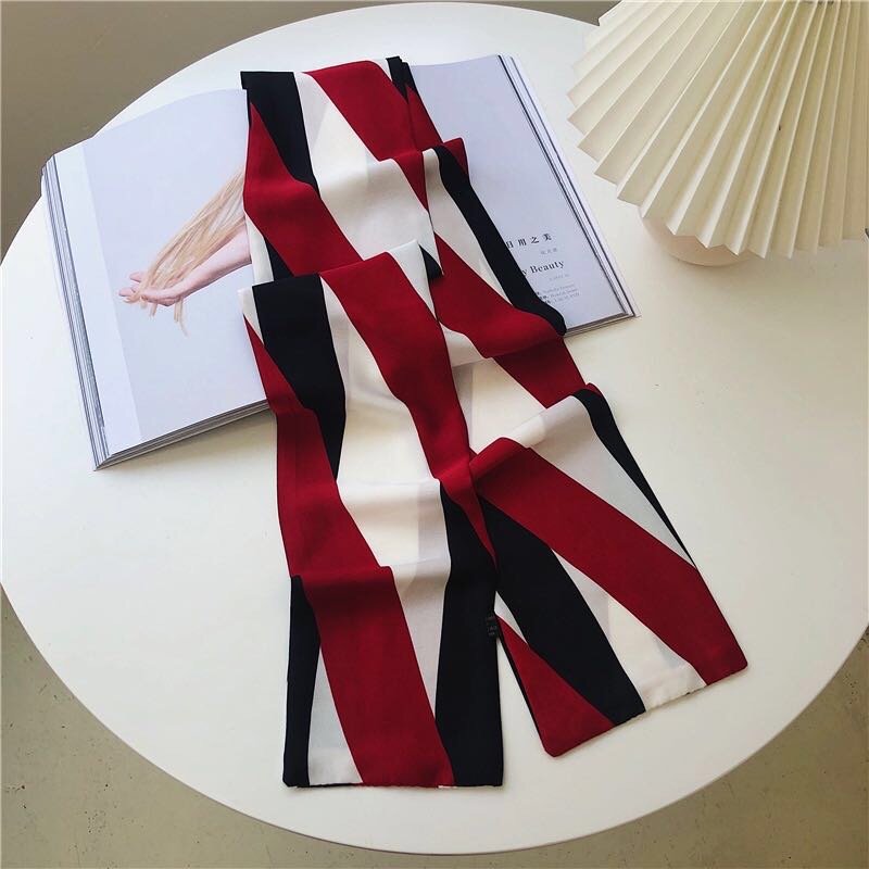 Women's Fashion Trend Casual Everything Simple Silk Striped Scarf Silk Scarf details Picture