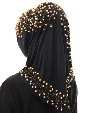 Women's Fashion Trend Everything With Muslim Large Pearl Chiffon Headscarf details Picture