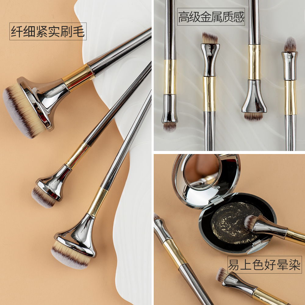 Yizin baby 7pcs set de cepillos magic stick night silver make-up pinceles juego completo de pinceles sueltos pinceles blush pinceles de fundación para principiantes Specification image