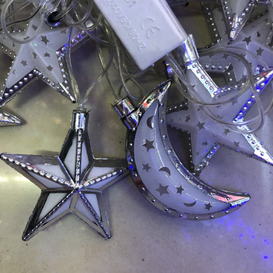 厂家直销圣诞节装饰礼品LED星星月亮圣诞树装饰灯串灯条产品图