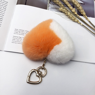 獭兔挂件爱心桃心挂件挂饰毛绒皮草毛球汽车钥匙扣产品图