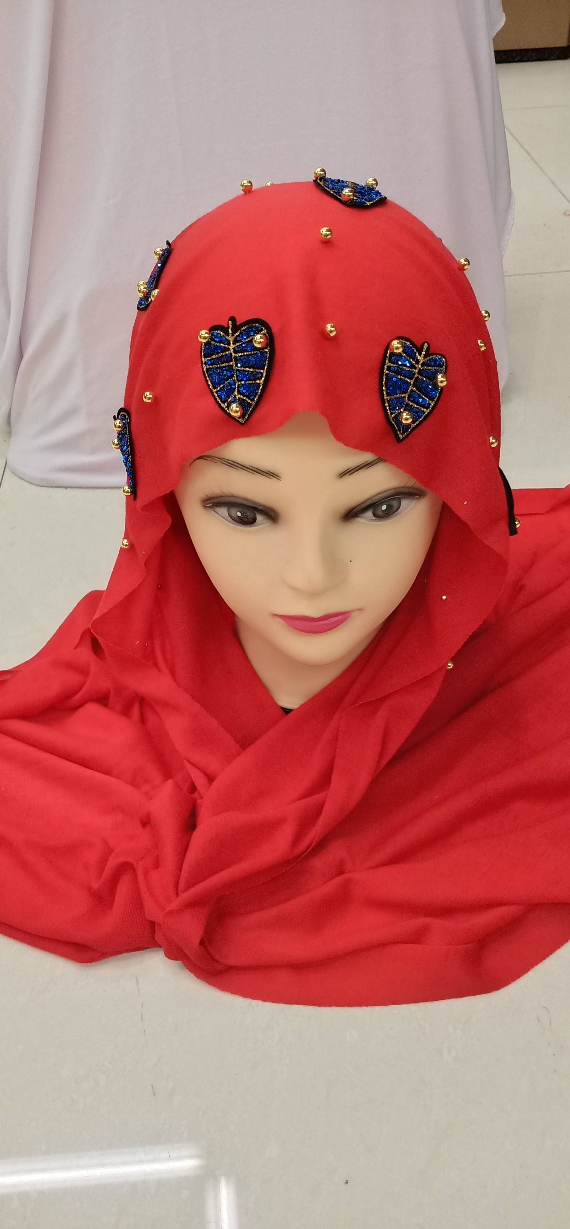Muslim Patch Beaded Scarf Rayon Scarf Long Scarf