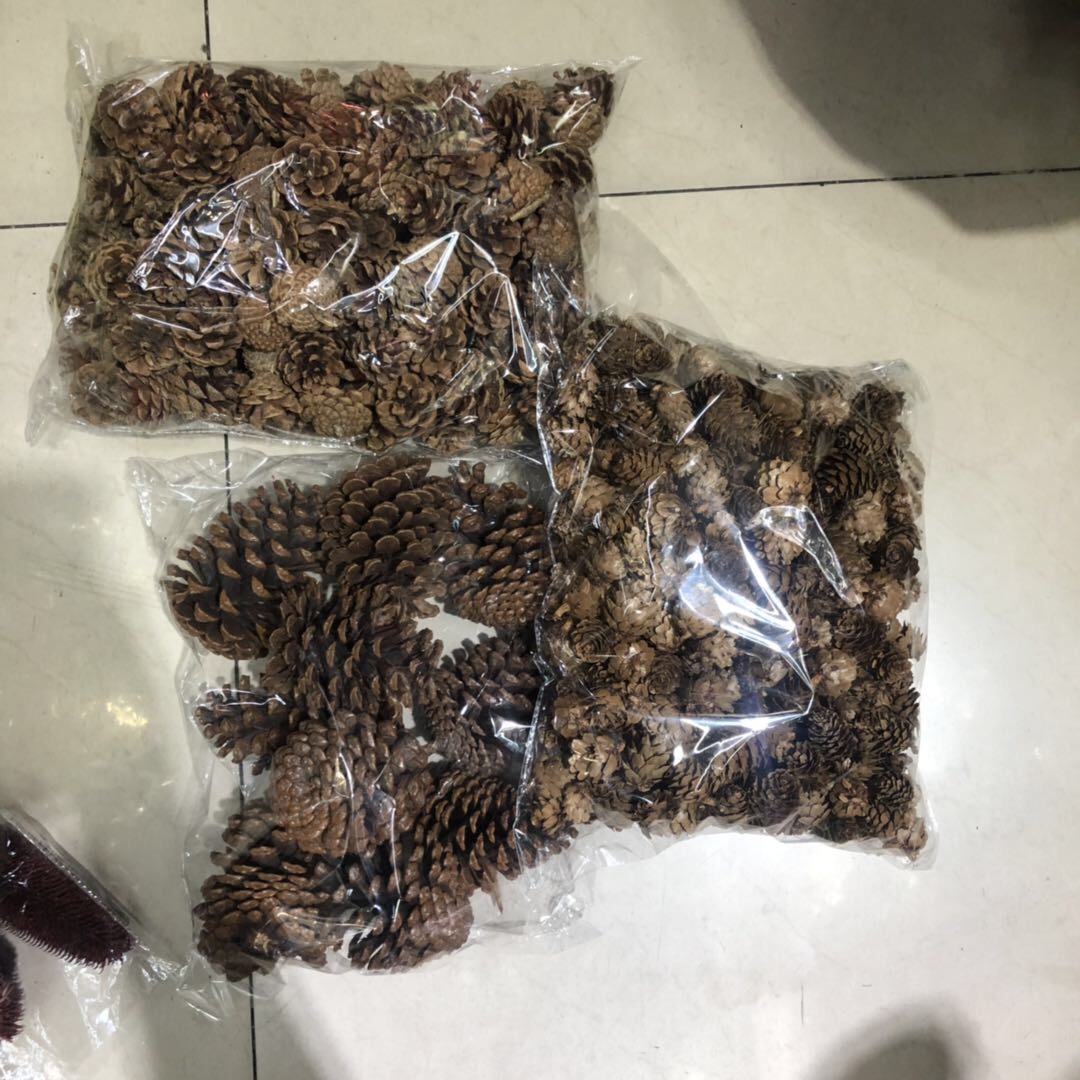 供应松球本地松鱼鳞松果多款干花包装饰材料树皮木丝填充蛤蟆藤