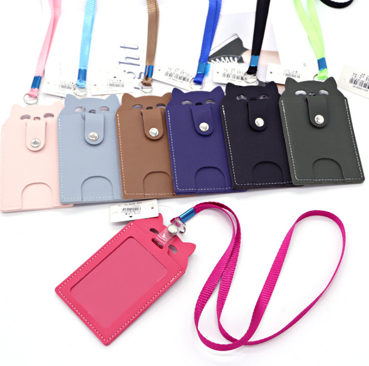 Student office leather ID card holder, transparent ID card holder, work ID card holder