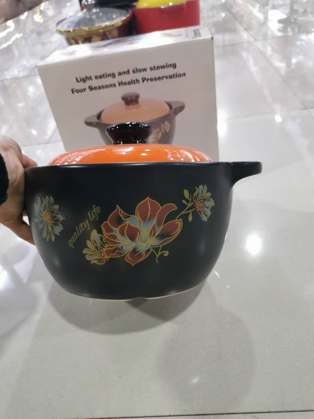 G-333美质瓷色釉砂锅耐烧煲汤明火细节图