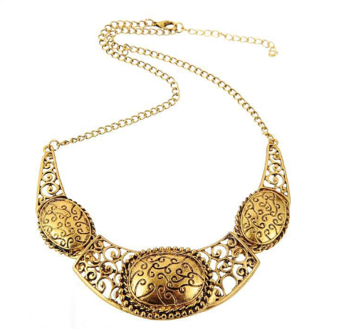 欧美时尚宫廷复古镂空雕花合金短款装饰项链