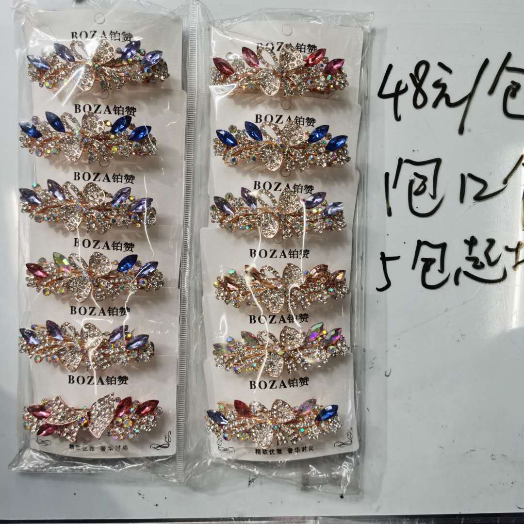 Korean Style Ladies Hairpin Alloy Rhinestone Bow Head Buckle