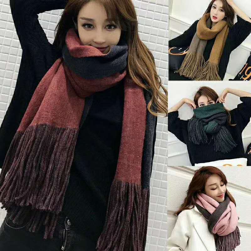 Women's Fashion Trend Casual All-In-One Knitted Thickened Double Sided Scarf Shawl Specification drawing