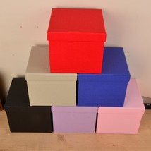 加高正方形礼品盒收纳盒带拎绳纯色礼盒