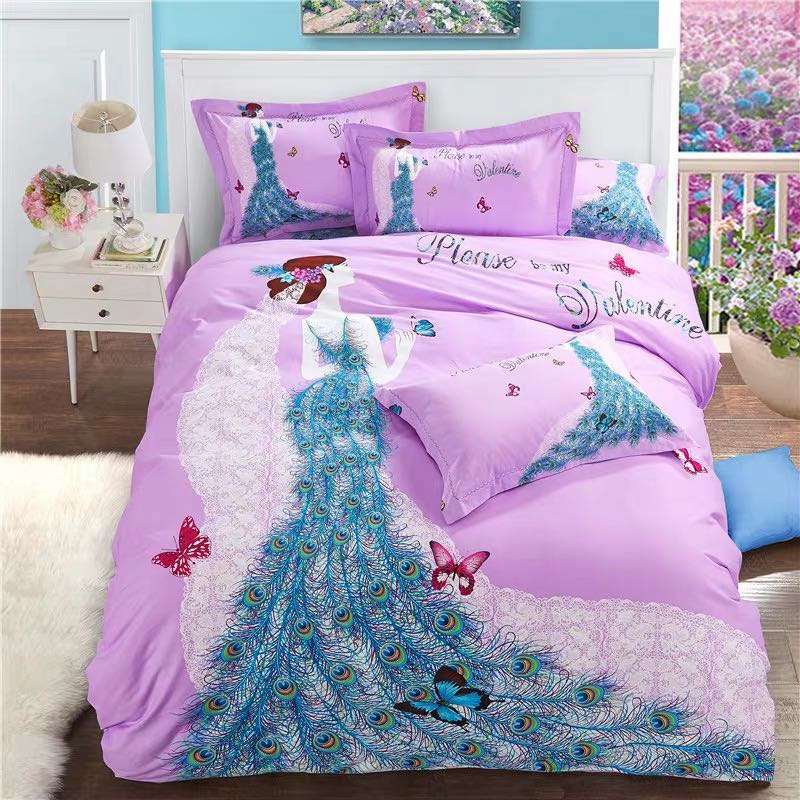 Princess Wind Cartoon Thickened Wool Four-Piece Set Factory Direct Sales details Picture