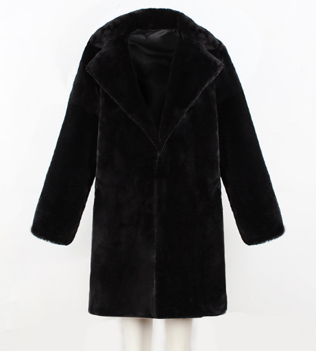 女士时尚潮流百搭保暖仿皮草长款外套图