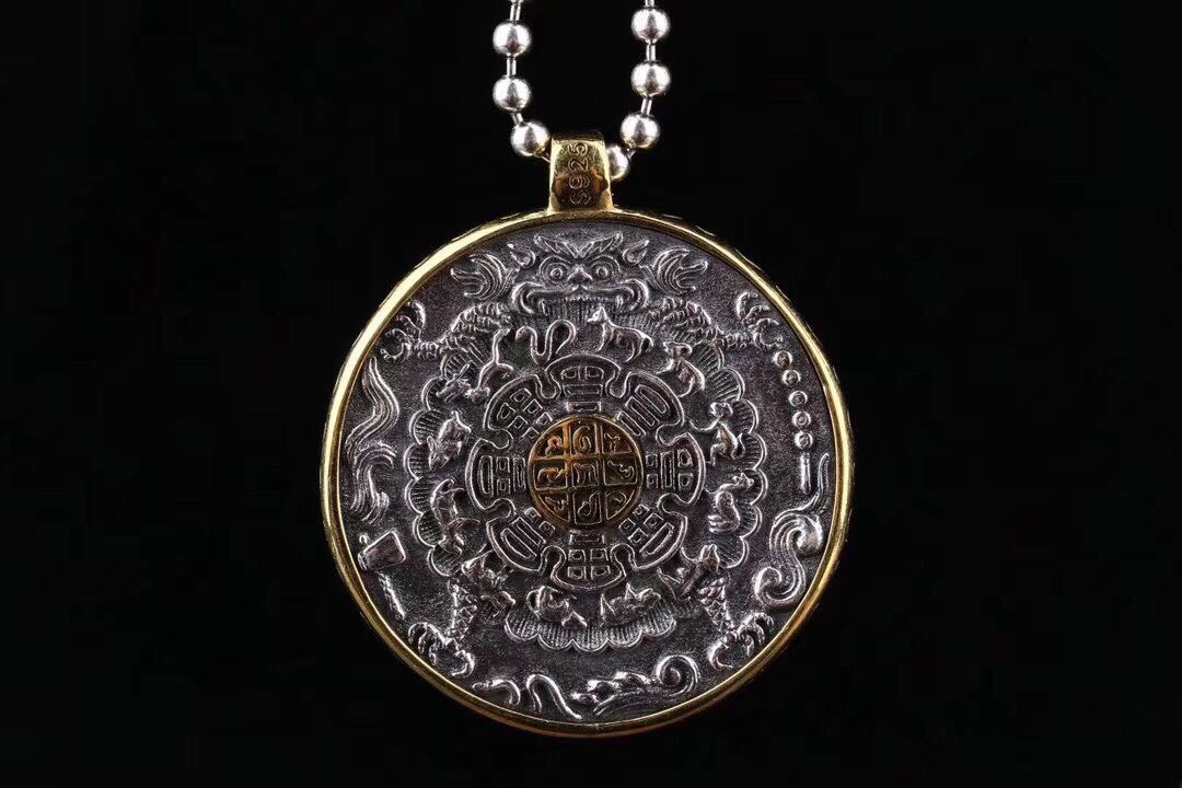 Pure copper nine Palace eight diagrams pendant to attract wealth to exorcise evil luck this birth year safety amulet to open light necklace pendant thumbnail