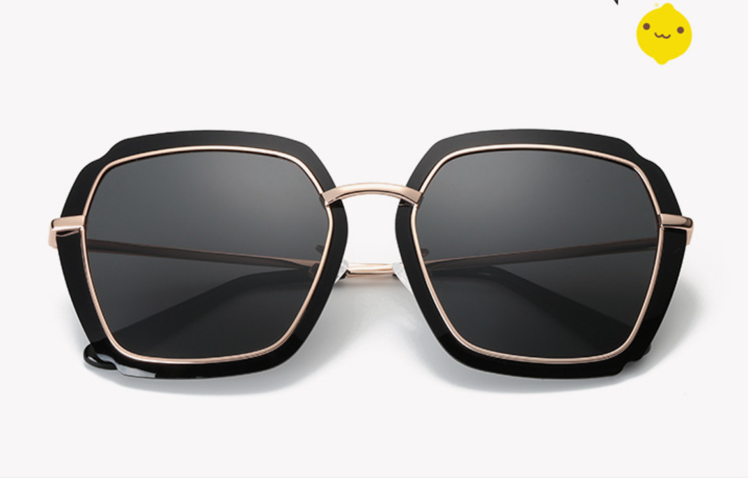 新品时尚墨镜大框多边形框太阳镜偏光镜韩版网红潮人高档彩色女士款8623