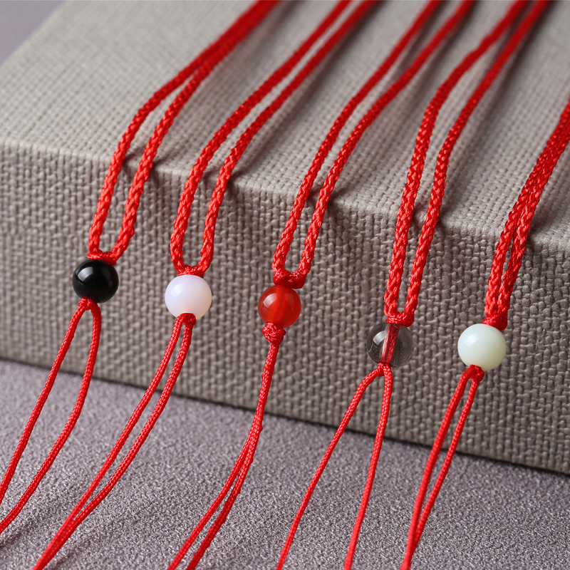 Hand-Woven Necklace Rope Oil Green Jade Pendant Lanyard Men's And Women's Neck Adjustable Adult Children Pendant Rope Specification drawing