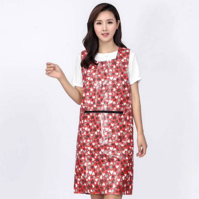 花皮马夹皮革带口袋厨房清洁防水防污男女韩版产品图