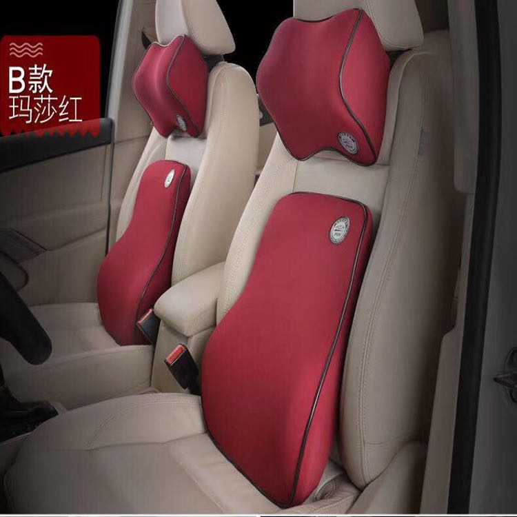 Pu Memory Cotton Car Backrest Lumbar Cushion Neck Pillow Car Head Pillow Lumbar Support Specification drawing