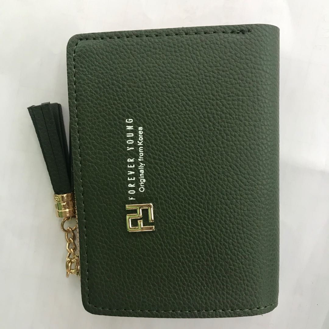 Women's Purse Short Green Fashion Folding Purse Women's Small Change Clip