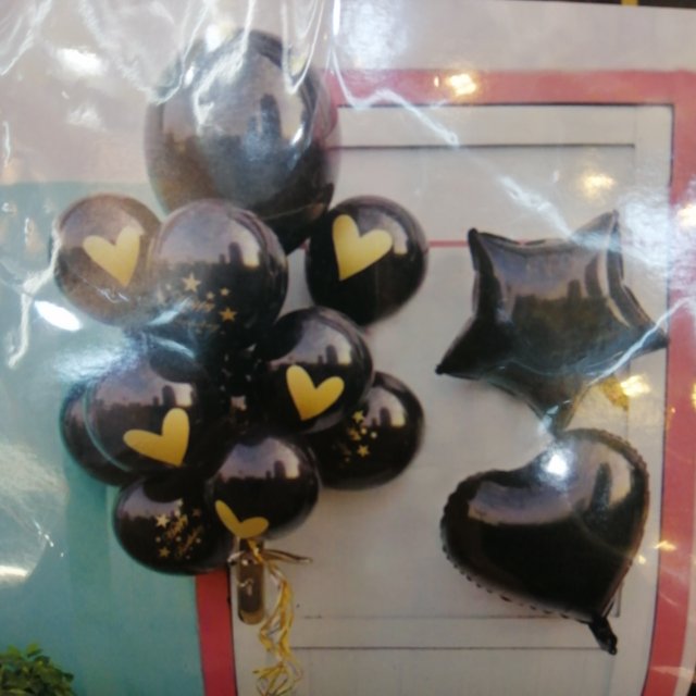 Black balloon set, party balloons, latex balloons details Picture