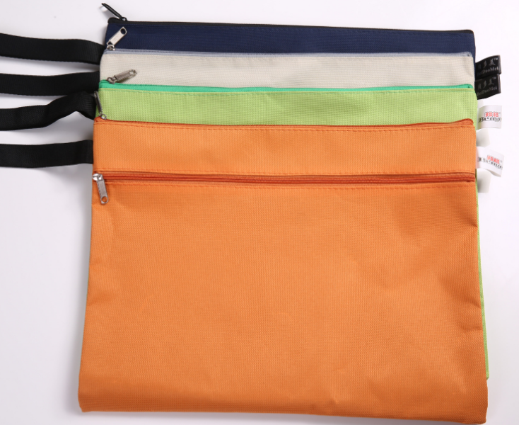 休闲文件袋韩版牛津布双层拉链文件袋手拿文件夹时尚