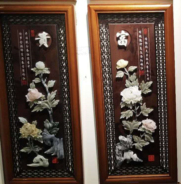Feihong Art Carving Ronghua Rich 110X45cm Pure Handmade Jade Carving Decorative Painting details Picture